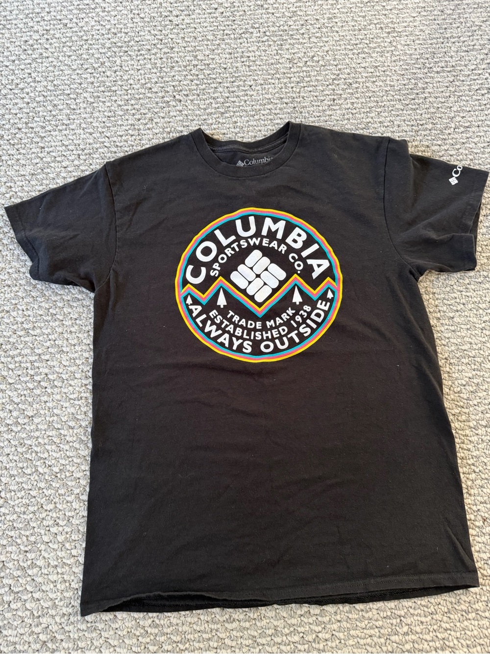 Columbia Black Short-Sleeve Tee with Multicolor Crest